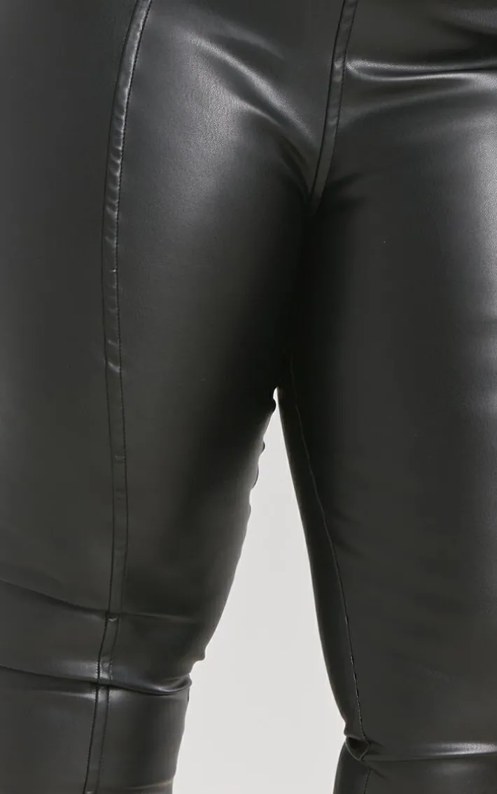 Plus Black Faux Leather Stretch Leggings