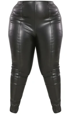 Plus Black Faux Leather Stretch Leggings