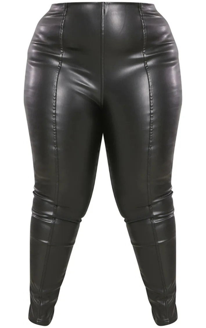 Plus Black Faux Leather Stretch Leggings