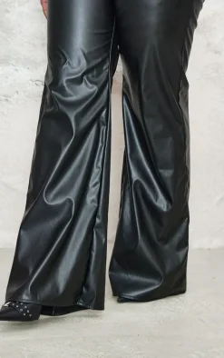 Plus Black Faux Leather Straight Leg Low Rise Pants