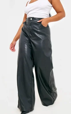 Plus Black Faux Leather Wide Leg Pants
