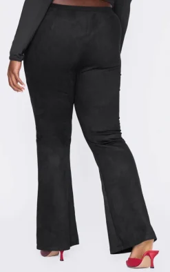 Plus Black Faux Suede Straight Leg Lace Up Pants