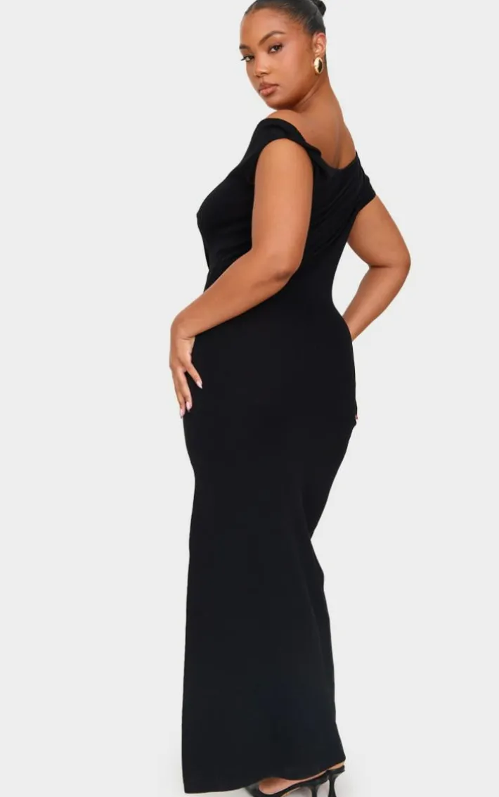 Plus Black Fine Knit Maxi Dress