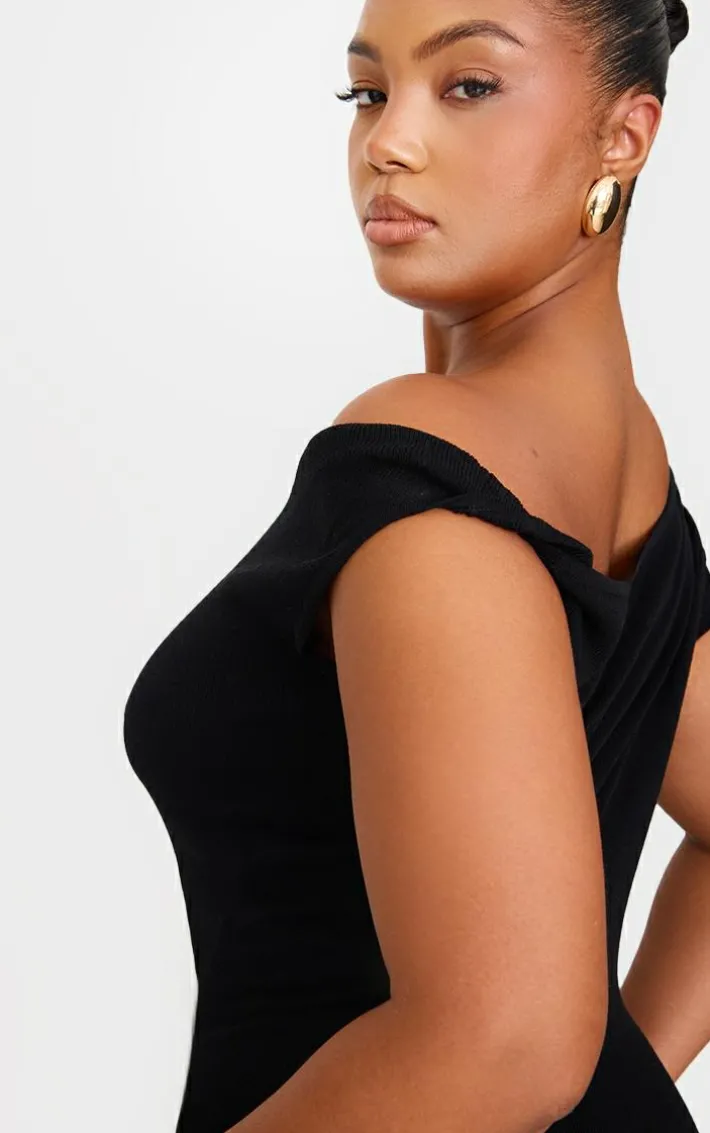 Plus Black Fine Knit Maxi Dress