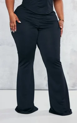 Plus Black Flare Leg High Waisted Pants