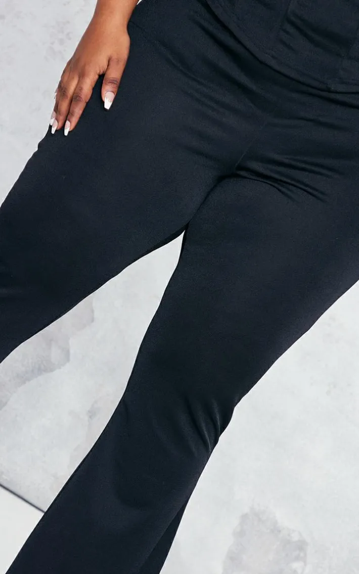 Plus Black Flare Leg High Waisted Pants