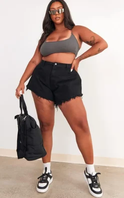 Plus Black Floaty Denim Shorts
