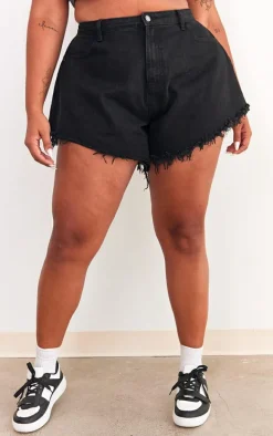 Plus Black Floaty Denim Shorts