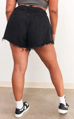 Plus Black Floaty Denim Shorts