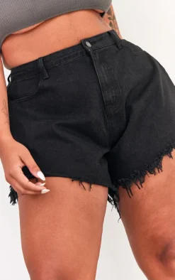 Plus Black Floaty Denim Shorts