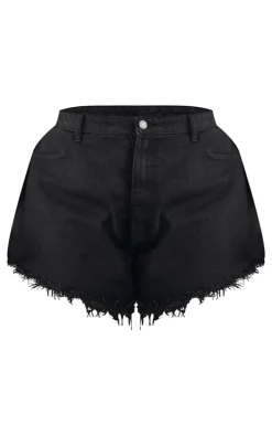 Plus Black Floaty Denim Shorts