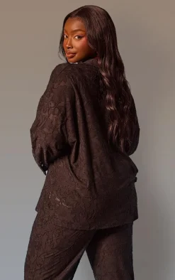 Plus Black Floral Sheer Burnout Oversized Shirt