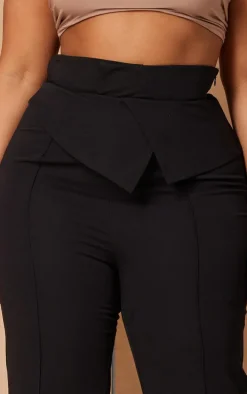 Plus Black Fold Over Waistband Flare Pants
