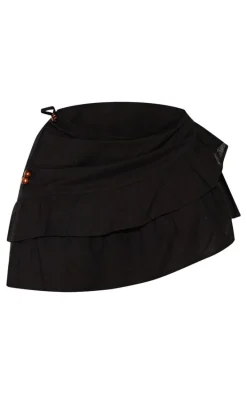 Plus Black Frill Detail Ruffle Mini Skirt