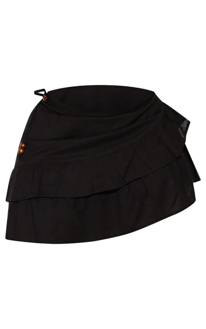 Plus Black Frill Detail Ruffle Mini Skirt