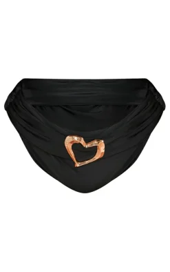 Plus Black Heart Trim Bikini Bottoms