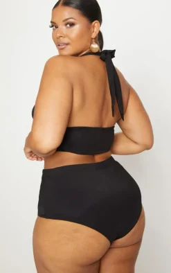 Plus Black High Waist Halterneck Bikini Set