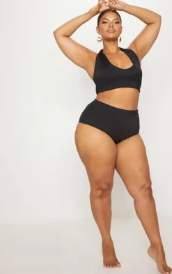 Plus Black High Waist Halterneck Bikini Set