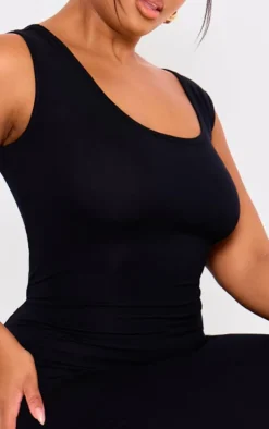 Plus Black Jersey Scoop Neck Midaxi Dress