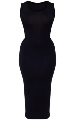 Plus Black Jersey Scoop Neck Midaxi Dress