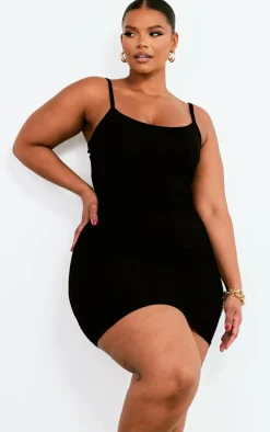 Plus Black Jersey Strappy Bodycon Dress