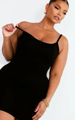 Plus Black Jersey Strappy Bodycon Dress