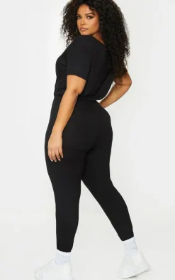 Plus Black Jersey Wrap Jumpsuit