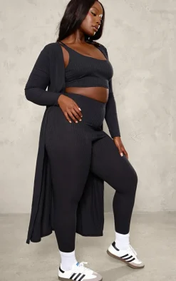 Plus Black Knitted 3 Piece Legging Set