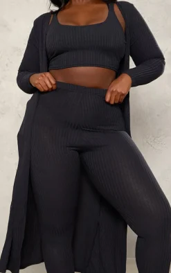 Plus Black Knitted 3 Piece Legging Set
