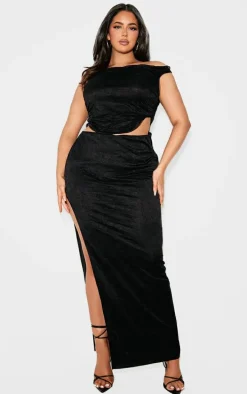 Plus Black Lace Cut Out Maxi Dress