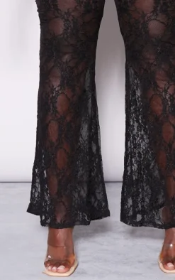Plus Black Lace Flared Pants