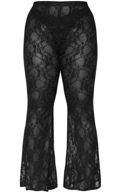 Plus Black Lace Flared Pants