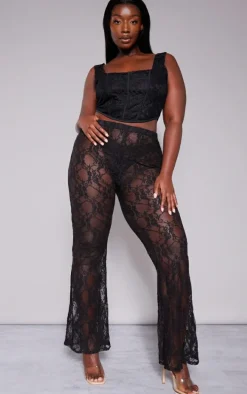 Plus Black Lace Squared Neck Corset Top