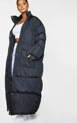 Plus Black Maxi Puffer Coat