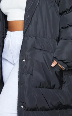 Plus Black Maxi Puffer Coat
