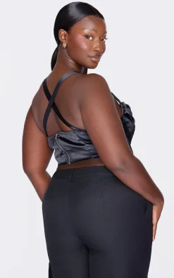 Plus Black Mesh Boned Dipped Corset