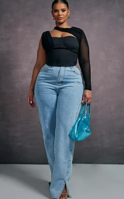 Plus Black Mesh Corset Top