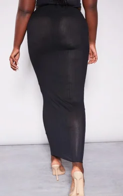 Plus Black Mesh Maxi Skirt