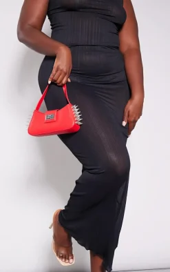 Plus Black Mesh Maxi Skirt