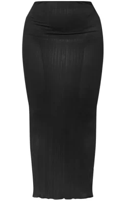 Plus Black Mesh Maxi Skirt
