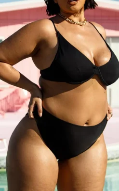 Plus Black Mix & Match High Waist Bikini Bottoms