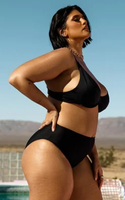 Plus Black Mix & Match High Waist Bikini Bottoms