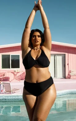 Plus Black Mix & Match High Waist Bikini Bottoms