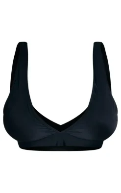 Plus Black Mix & Match Plunge Front Bikini Top