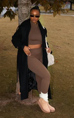 Plus Black Oversized Double Breasted Military Trim Coat