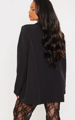 Plus Black Oversized Structured Blazer