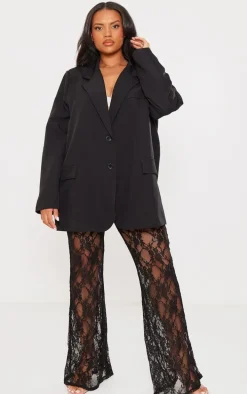 Plus Black Oversized Structured Blazer