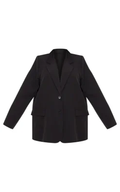 Plus Black Oversized Structured Blazer