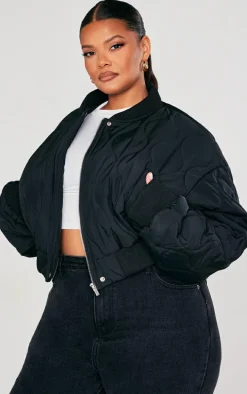 Plus Black Panel Bomber Jacket