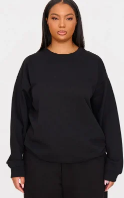 Plus Black Plain Oversized Sweatshirt